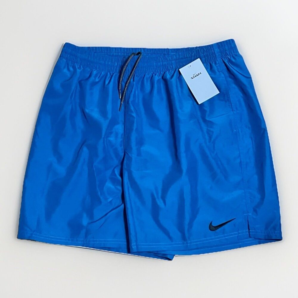 NIKE Swim Trunks Men’s XL Blue Volley Shorts Pool Beach 6” Inseam Lined NEW